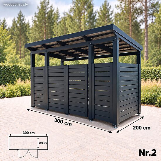 Open-Style Waste Bin Shelter – 2 Bins