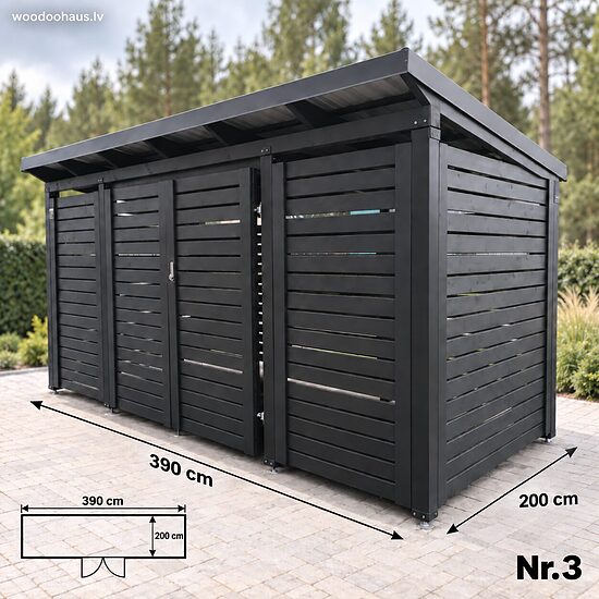Enclosed Waste Bin Shelter – 3 Bins