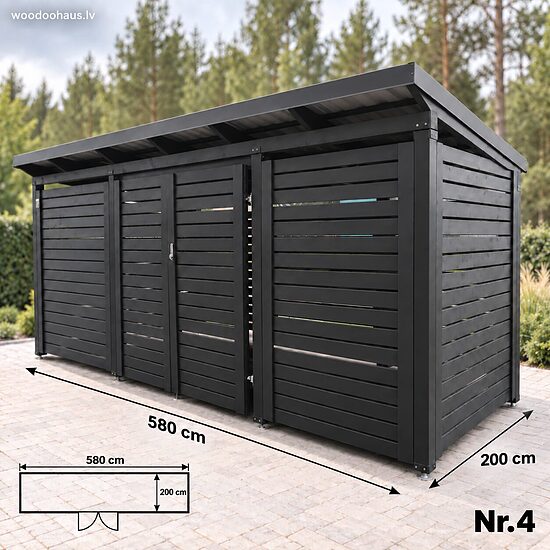 Enclosed Waste Bin Shelter – 4 Bins