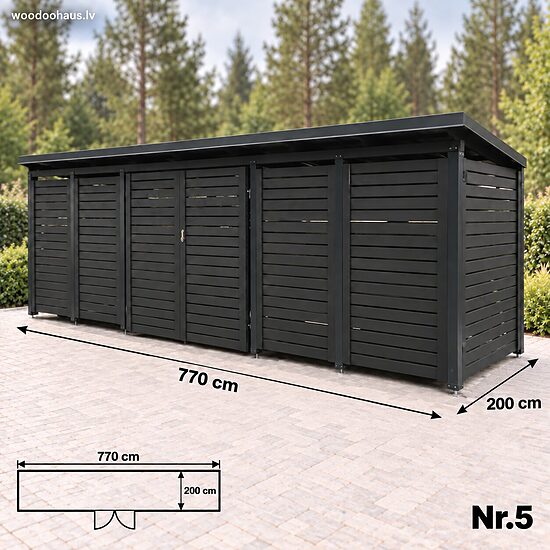 Enclosed Waste Bin Shelter – 5 Bins
